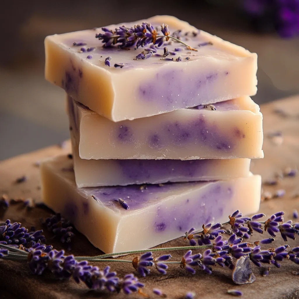 Ingredientes naturales para hacer jabón casero de lavanda con aceite esencial y flores secas.