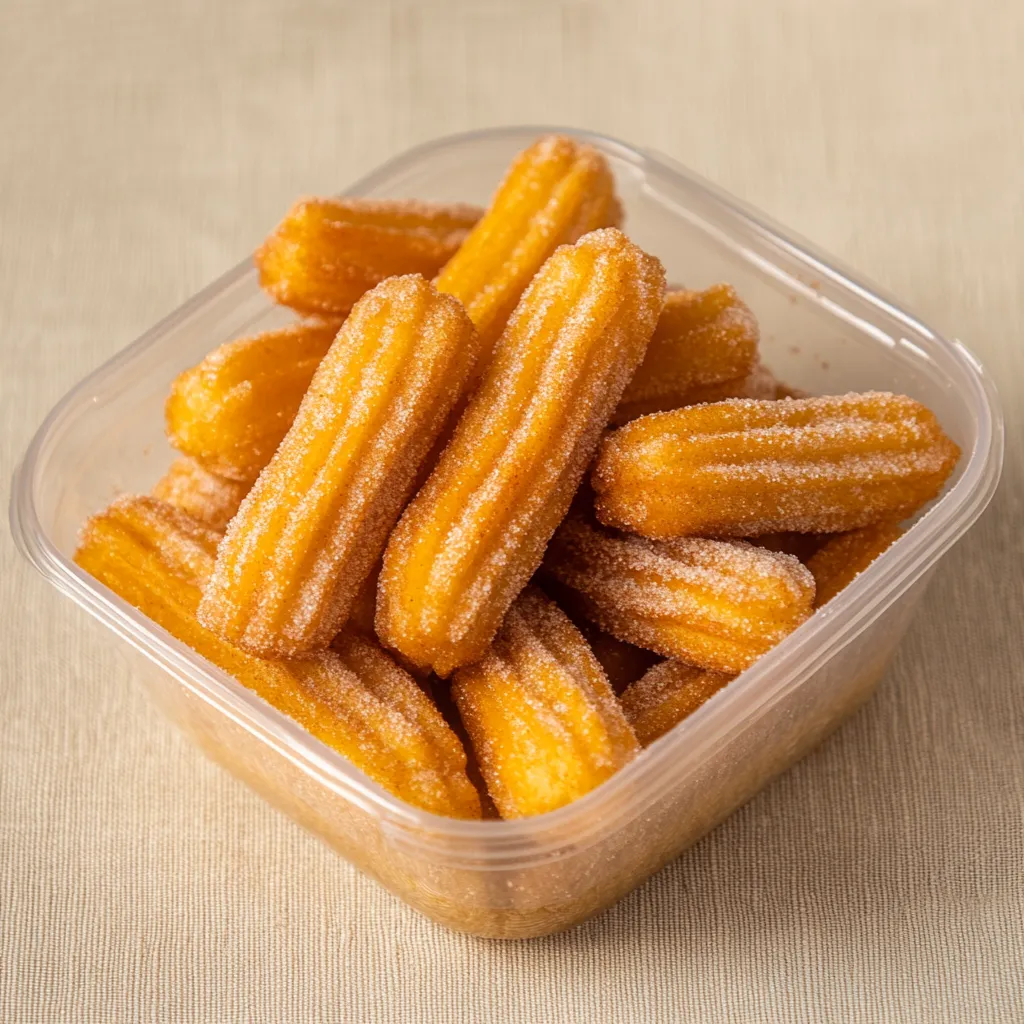 Mini churros dorados rebozados en azúcar y canela recién hechos