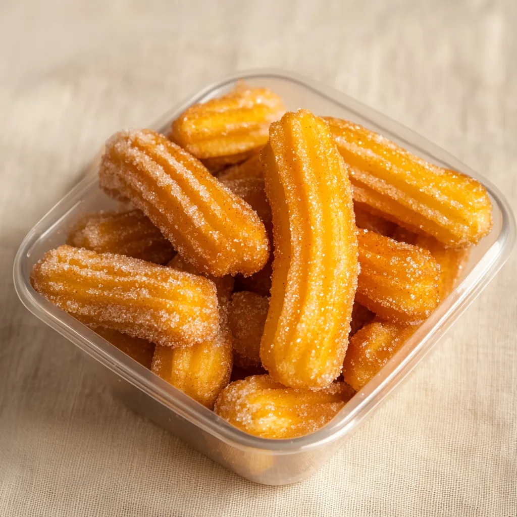 Mini churros dorados rebozados en azúcar y canela recién hechos
