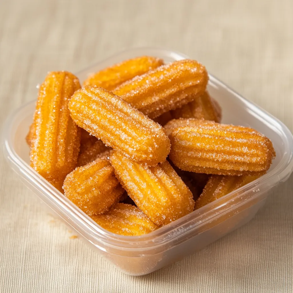 Mini churros dorados rebozados en azúcar y canela recién hechos
