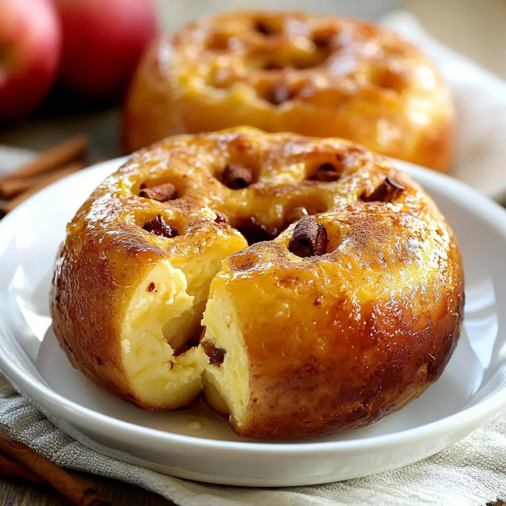 Manzanas al horno con canela recién horneadas en una fuente de cerámica