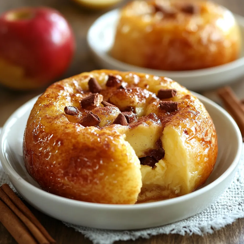 Manzanas al horno con canela recién horneadas en una fuente de cerámica