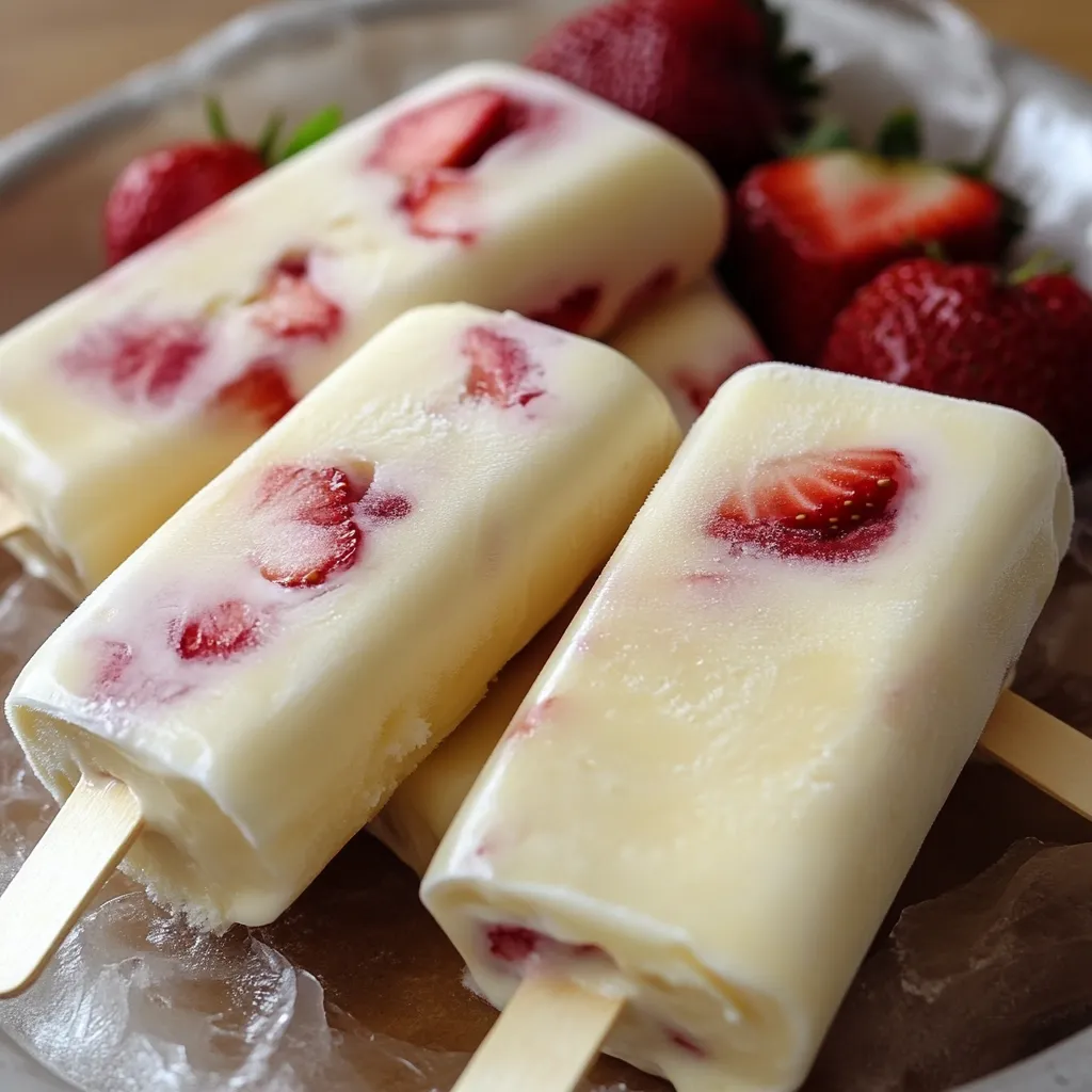 Paletas de Fresas con Crema