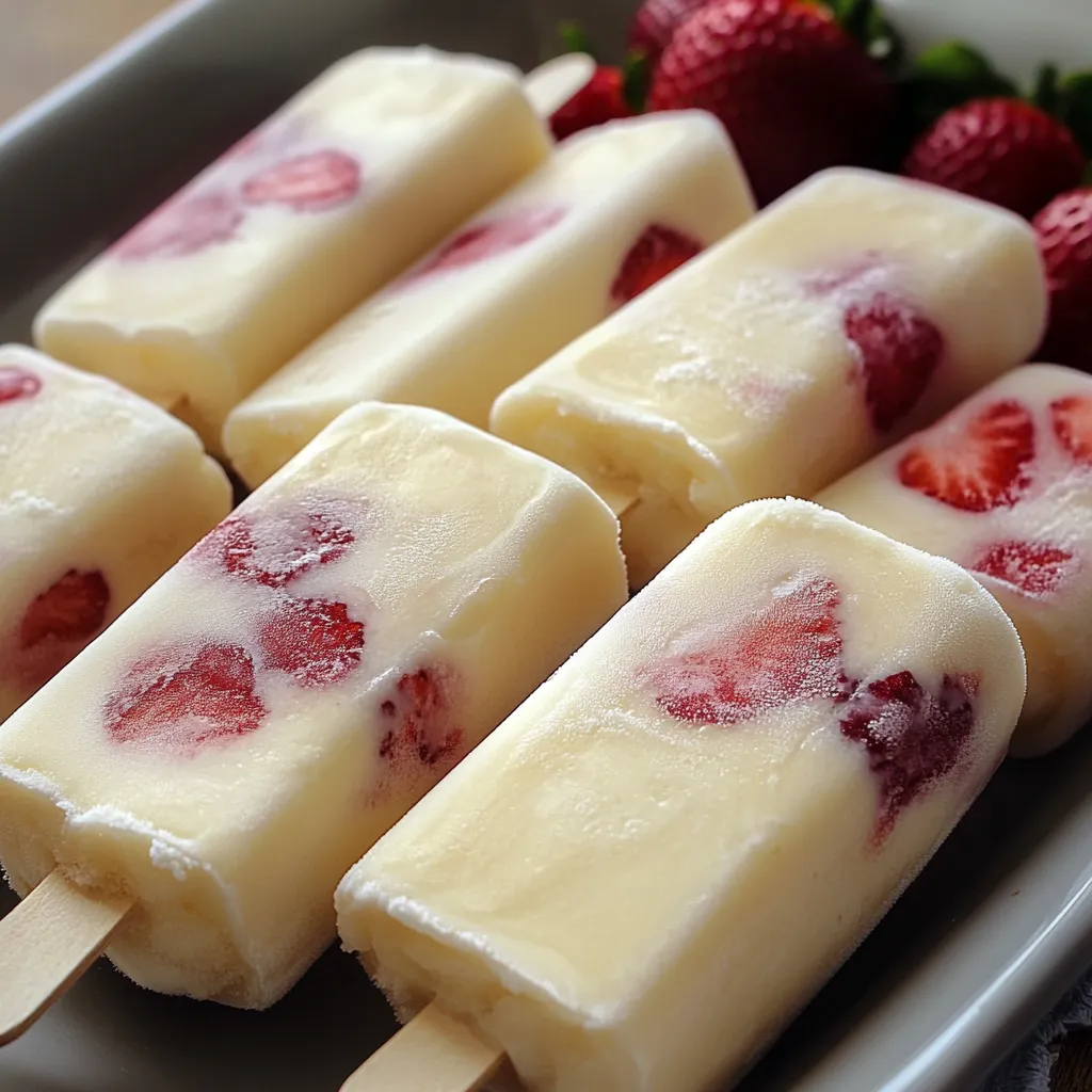 Paletas de Fresas con Crema