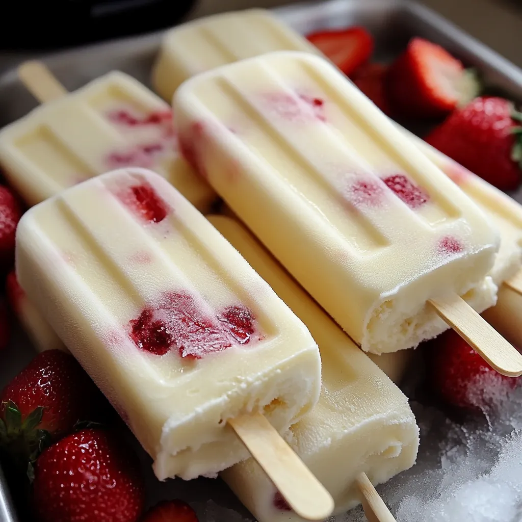 Paletas de Fresas con Crema