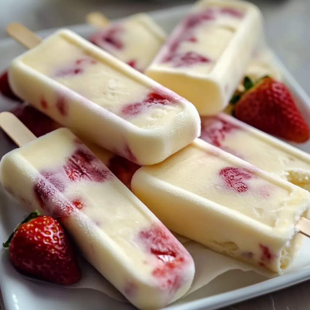 Paletas de Fresas con Crema
