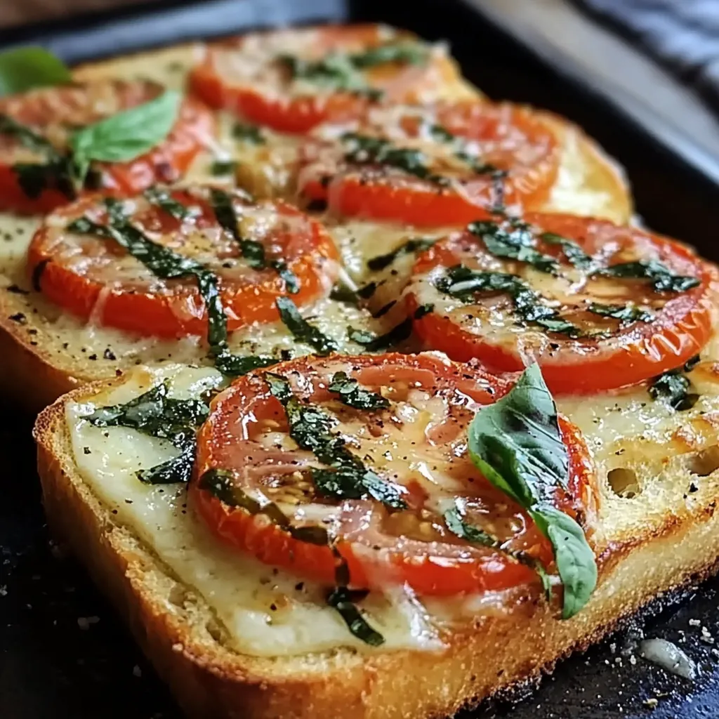 Rebanadas de pan crujiente con tomate fresco, albahaca y aceite de oliva virgen extra