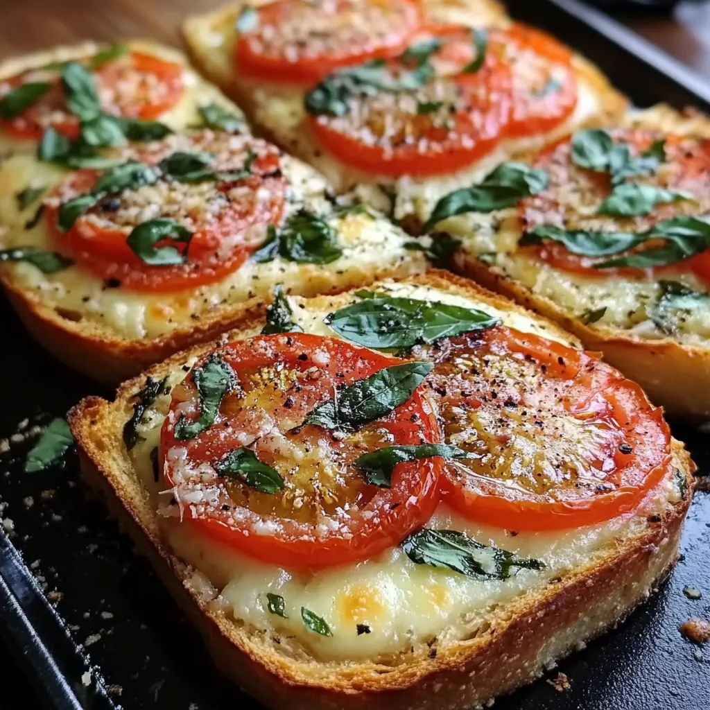 Rebanadas de pan crujiente con tomate fresco, albahaca y aceite de oliva virgen extra