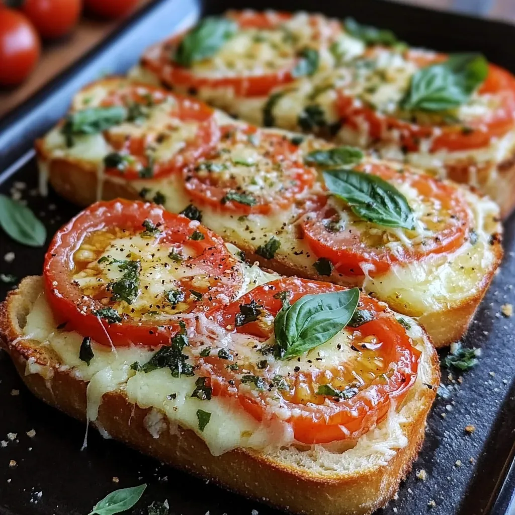 Rebanadas de pan crujiente con tomate fresco, albahaca y aceite de oliva virgen extra
