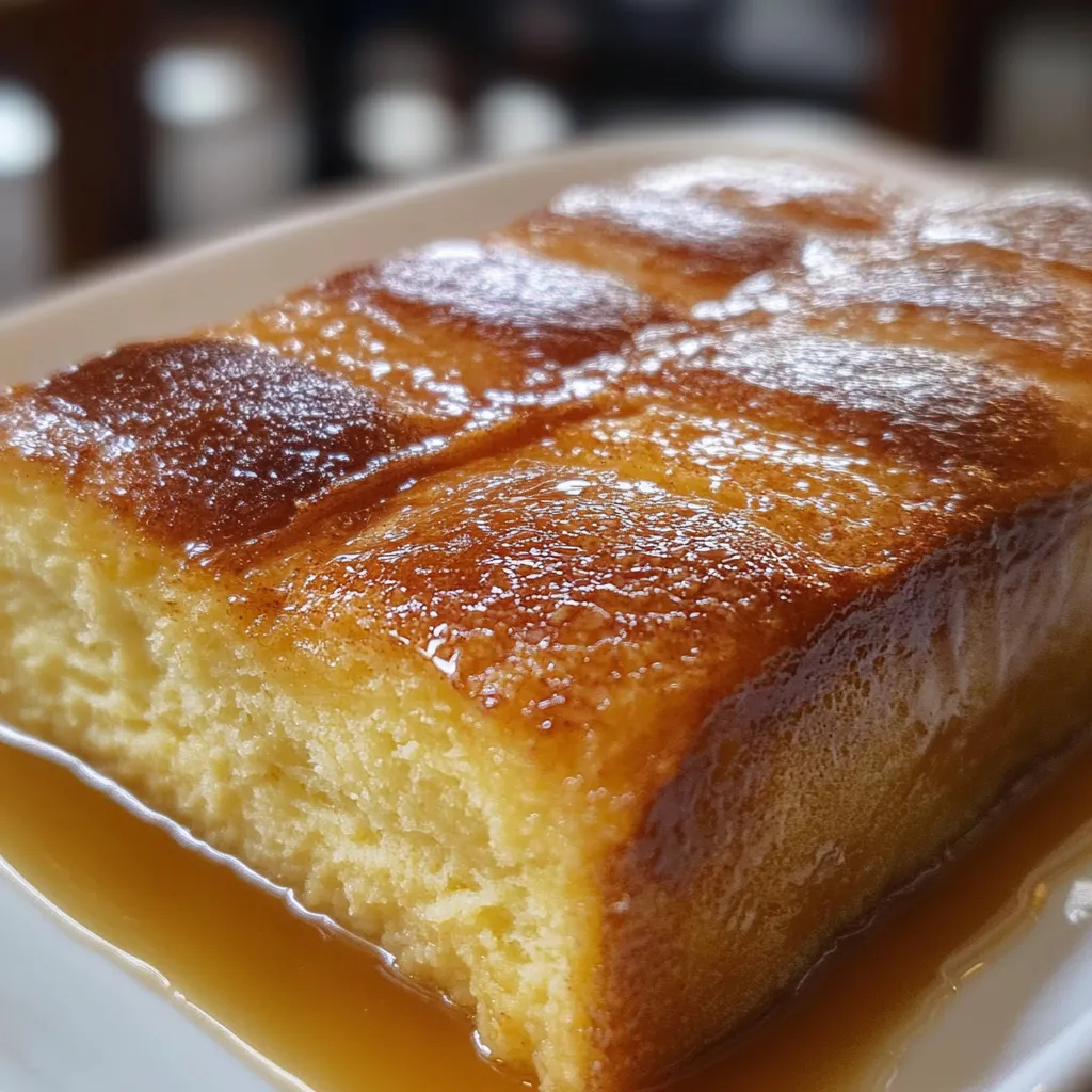 Pan de Calatrava recién desmoldado con textura suave y caramelo brillante sobre plato blanco