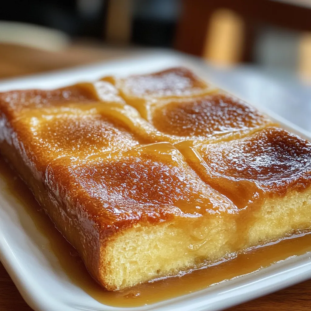 Pan de Calatrava recién desmoldado con textura suave y caramelo brillante sobre plato blanco
