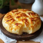 Pan de queso cocinado en sartén, dorado por fuera y servido en un plato blanco