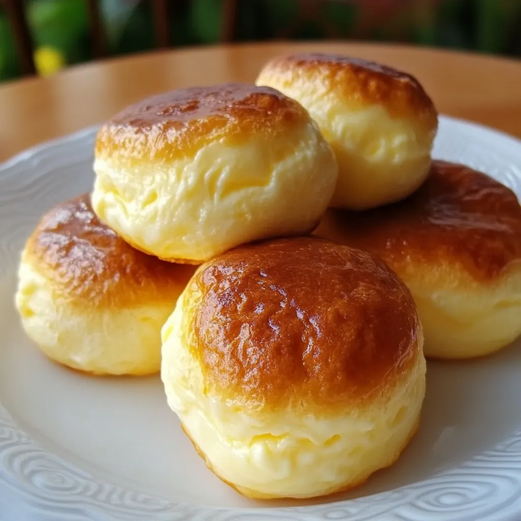 Panecillos de queso esponjosos recién horneados sobre bandeja