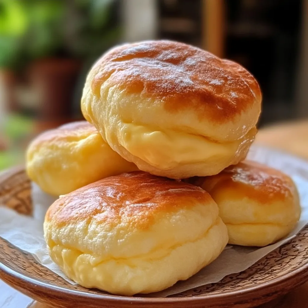 Panecillos de queso esponjosos recién horneados sobre bandeja