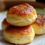 Panecillos de queso esponjosos recién horneados sobre bandeja