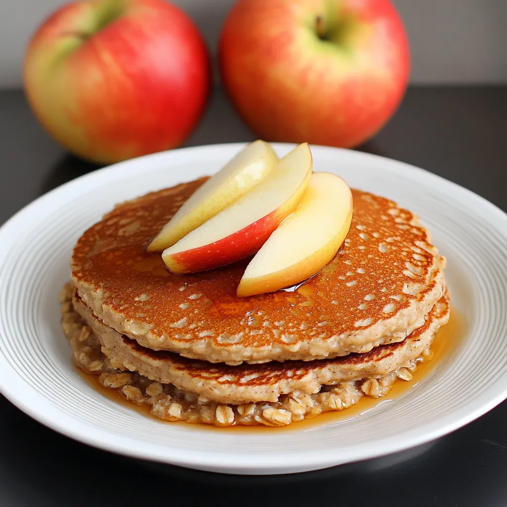 Panqueques caseros de avena y manzana servidos con frutas frescas