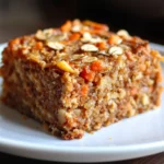 Pastel saludable de avena con manzana y zanahoria recién horneado sobre rejilla