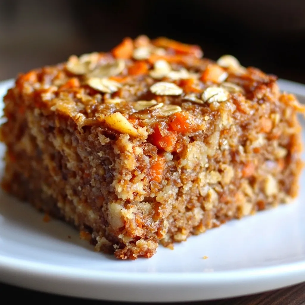 Pastel saludable de avena con manzana y zanahoria recién horneado sobre rejilla