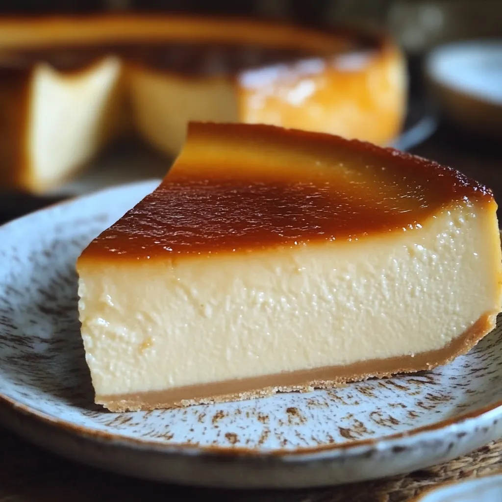 Pastel de leche condensada recién horneado en molde redondo