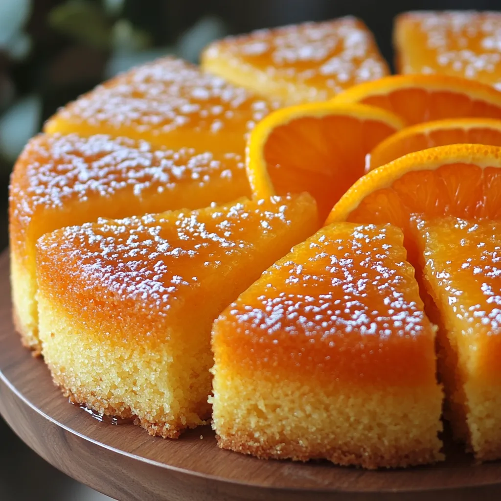 Pastel casero de maicena y harina de maíz con jugo de naranja recién exprimido