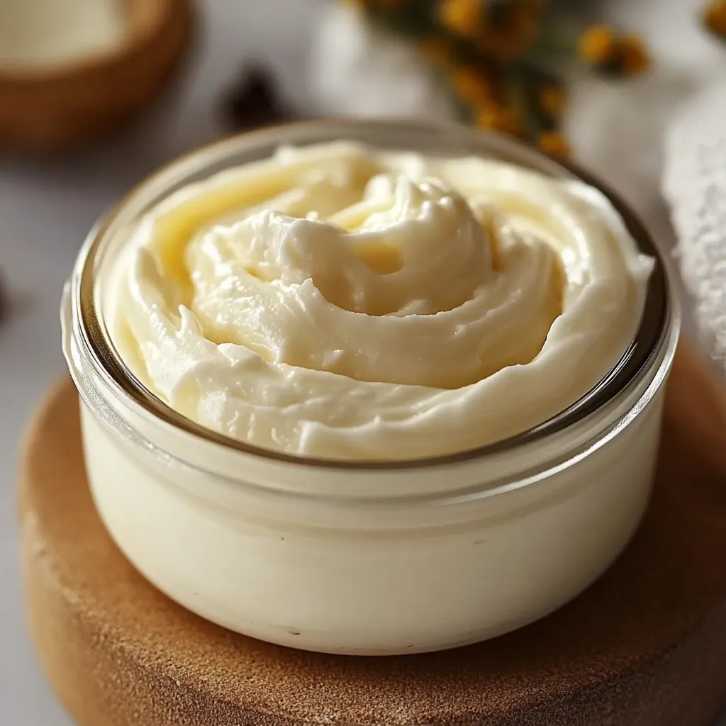 Crema casera antiarrugas en frasco de vidrio, con ingredientes naturales al fondo
