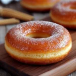 Donas caseras doradas, esponjosas y cubiertas con azúcar