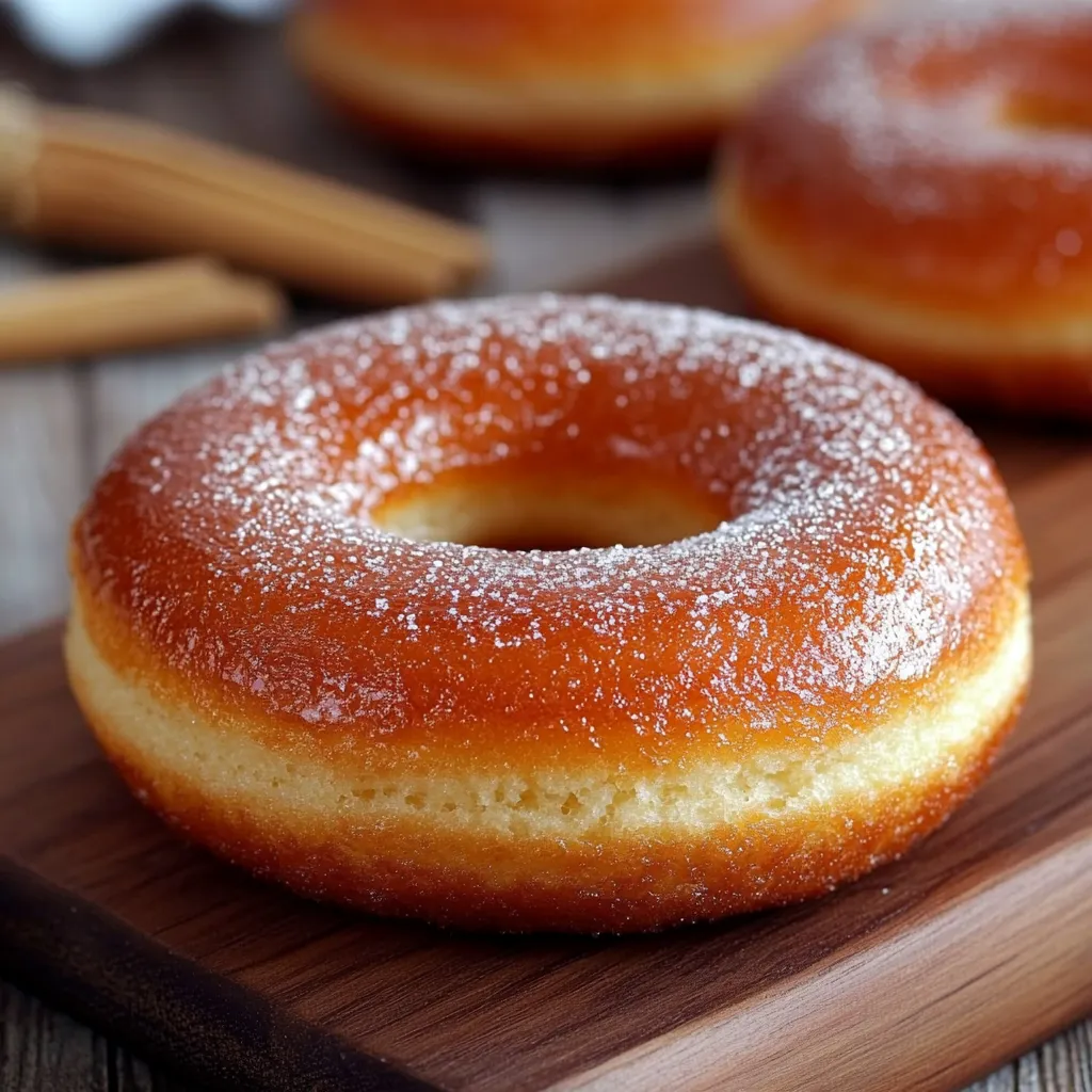 Donas caseras doradas, esponjosas y cubiertas con azúcar