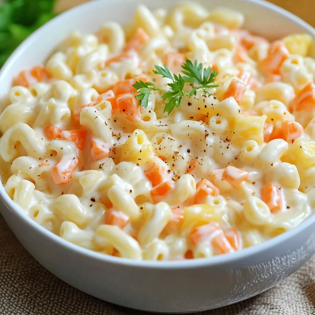 Sopa fría servida en cuenco blanco con hojas de menta y textura cremosa de piña y zanahoria