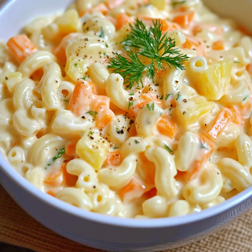 Sopa fría servida en cuenco blanco con hojas de menta y textura cremosa de piña y zanahoria