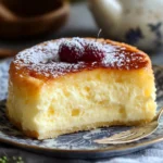 Tarta de queso japonesa esponjosa recién horneada con superficie dorada