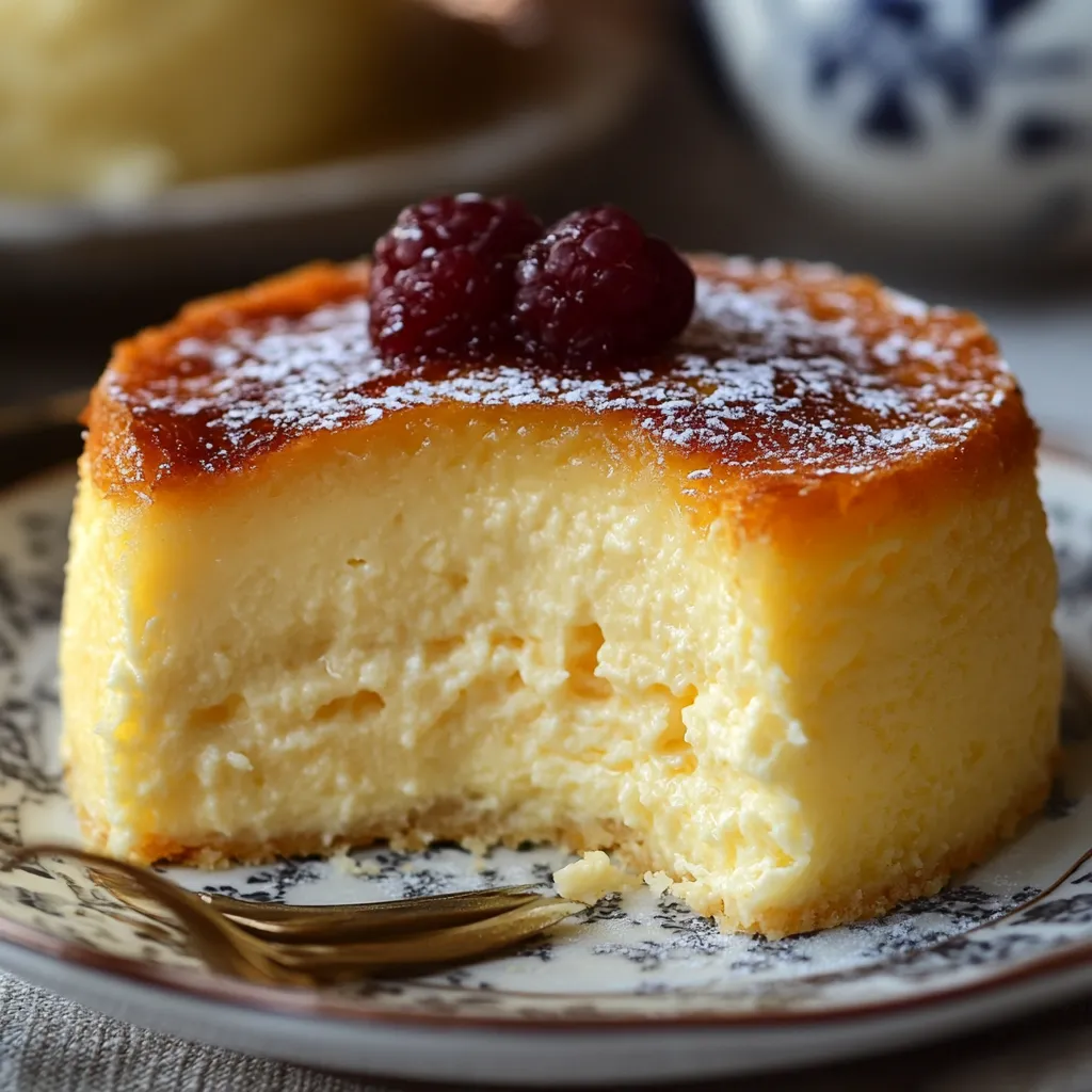 Tarta de queso japonesa esponjosa recién horneada con superficie dorada
