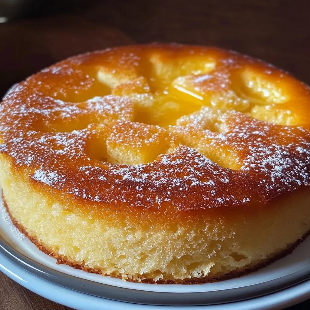 Torta de limón casera sobre una rejilla, recién salida del horno y espolvoreada con azúcar glas