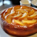 Torta invertida de manzana sin manteca recién horneada con manzanas caramelizadas