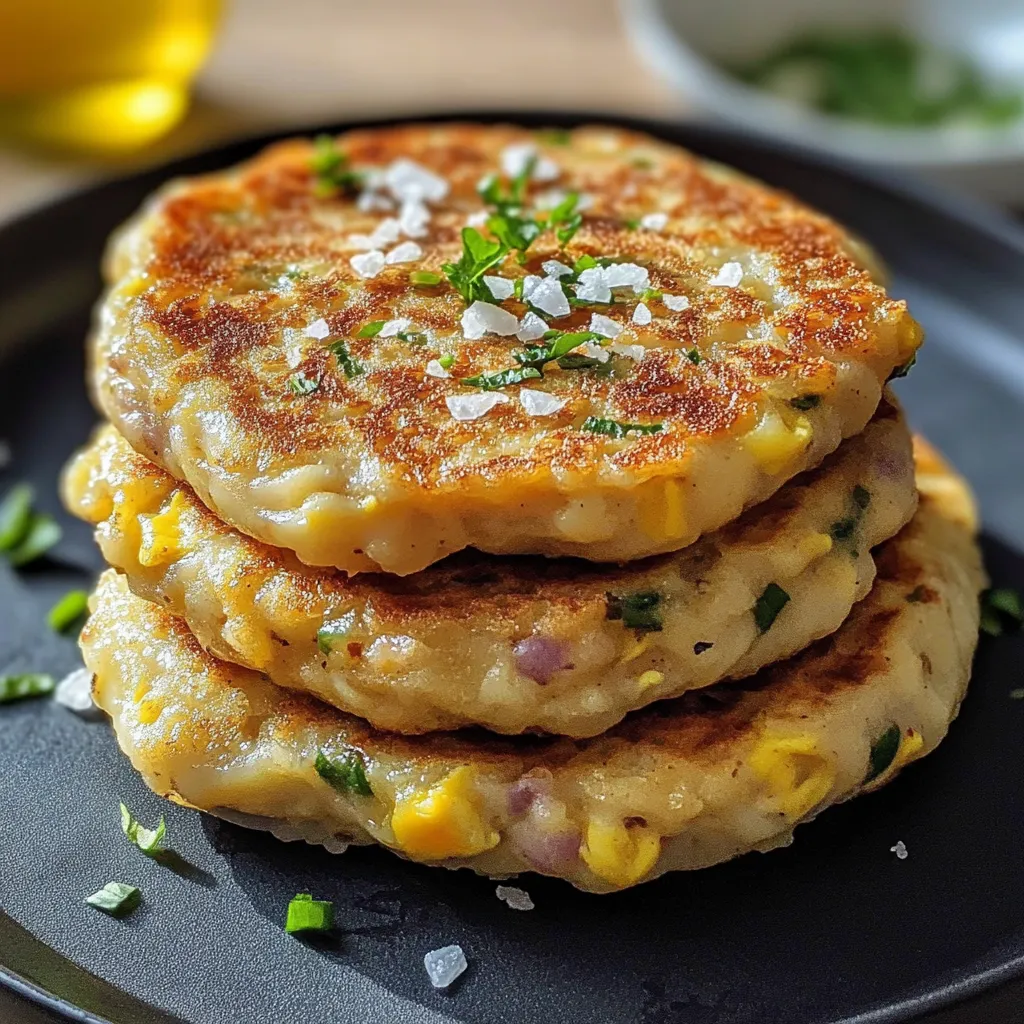 Tortitas de atún doradas en sartén servidas con ensalada fresca