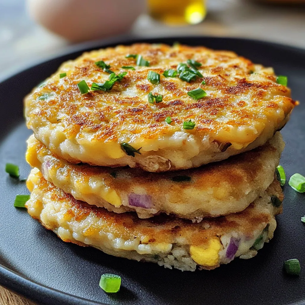 Tortitas de atún doradas en sartén servidas con ensalada fresca