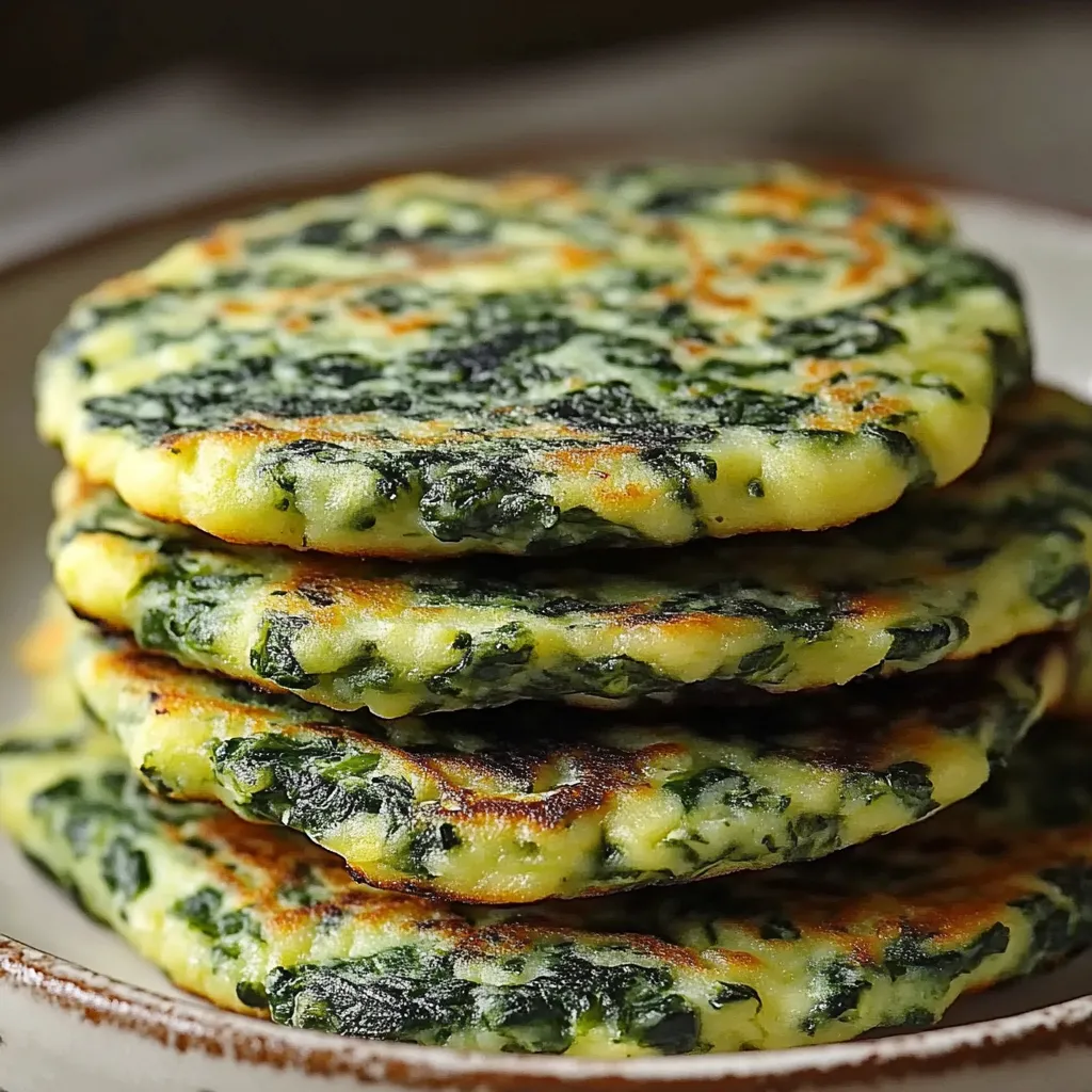 Tortitas de espinacas crujientes recién hechas sobre papel absorbente
