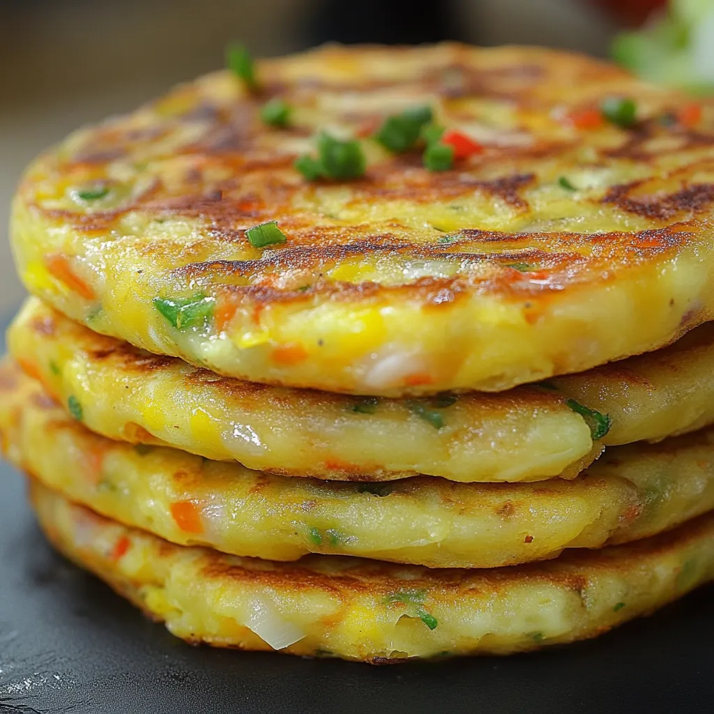 Tortitas de repollo doradas servidas en un plato con limón