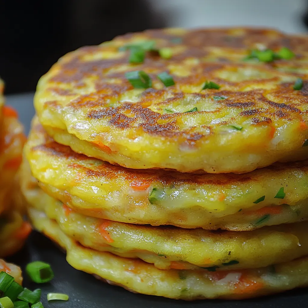 Tortitas de repollo doradas servidas en un plato con limón