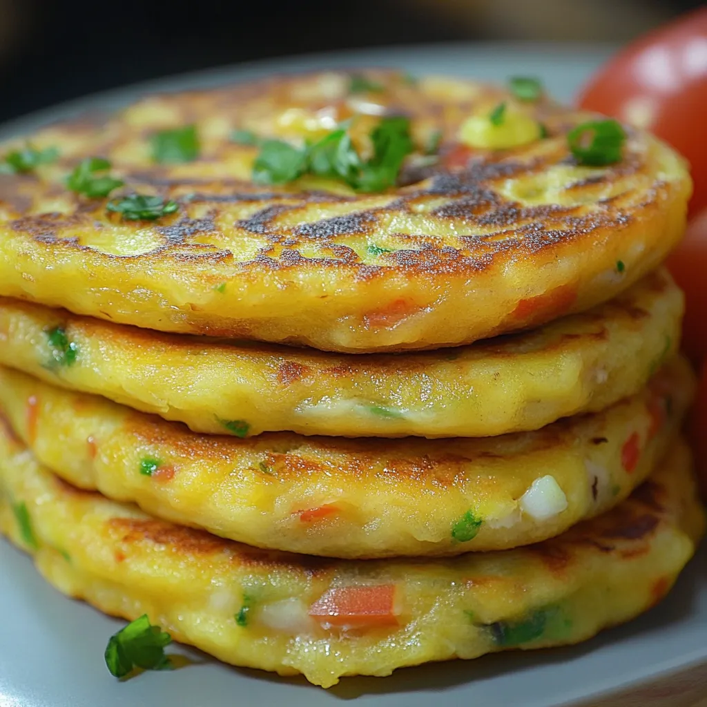 Tortitas de repollo doradas servidas en un plato con limón