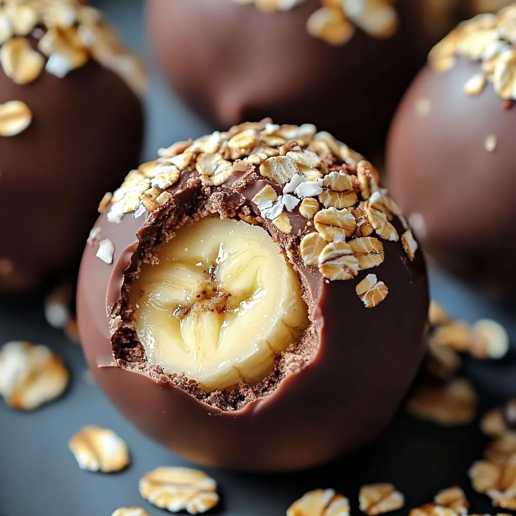 Trufas energéticas de avena, banana y cacao servidas en plato blanco.