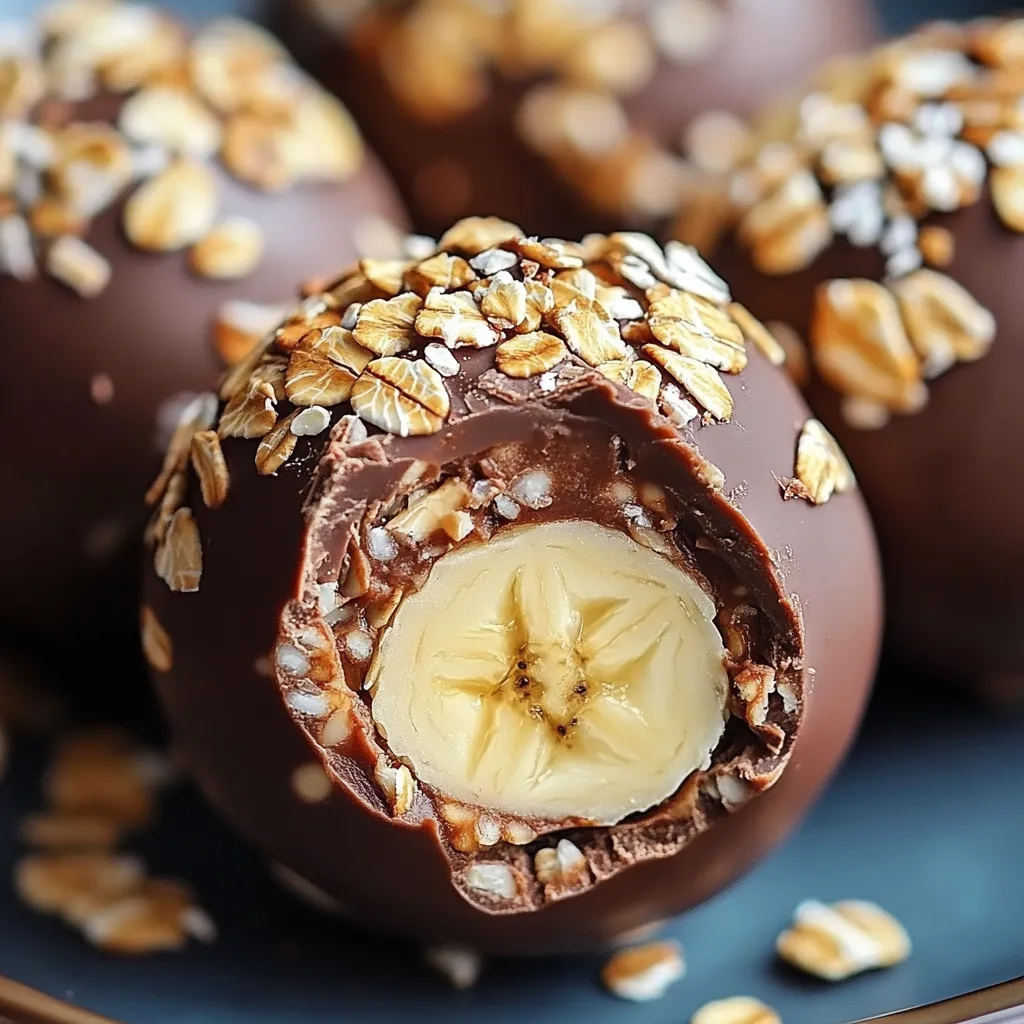 Trufas energéticas de avena, banana y cacao servidas en plato blanco.