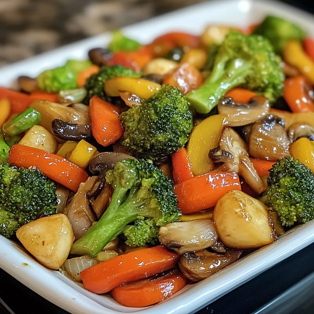 Sartén con verduras coloridas salteadas en mantequilla y ajo