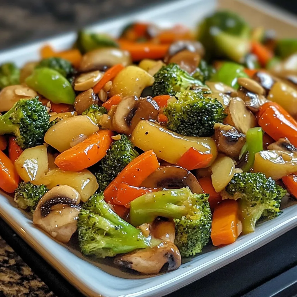 Sartén con verduras coloridas salteadas en mantequilla y ajo