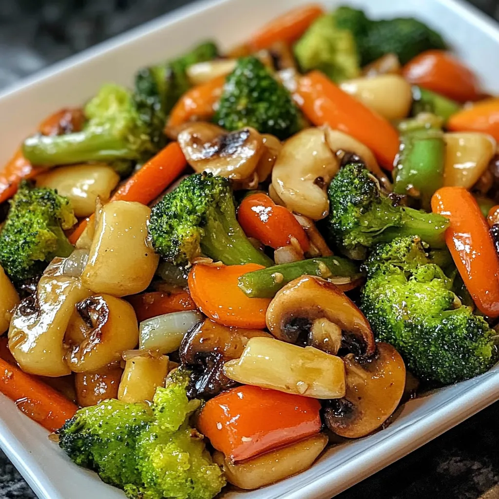Sartén con verduras coloridas salteadas en mantequilla y ajo