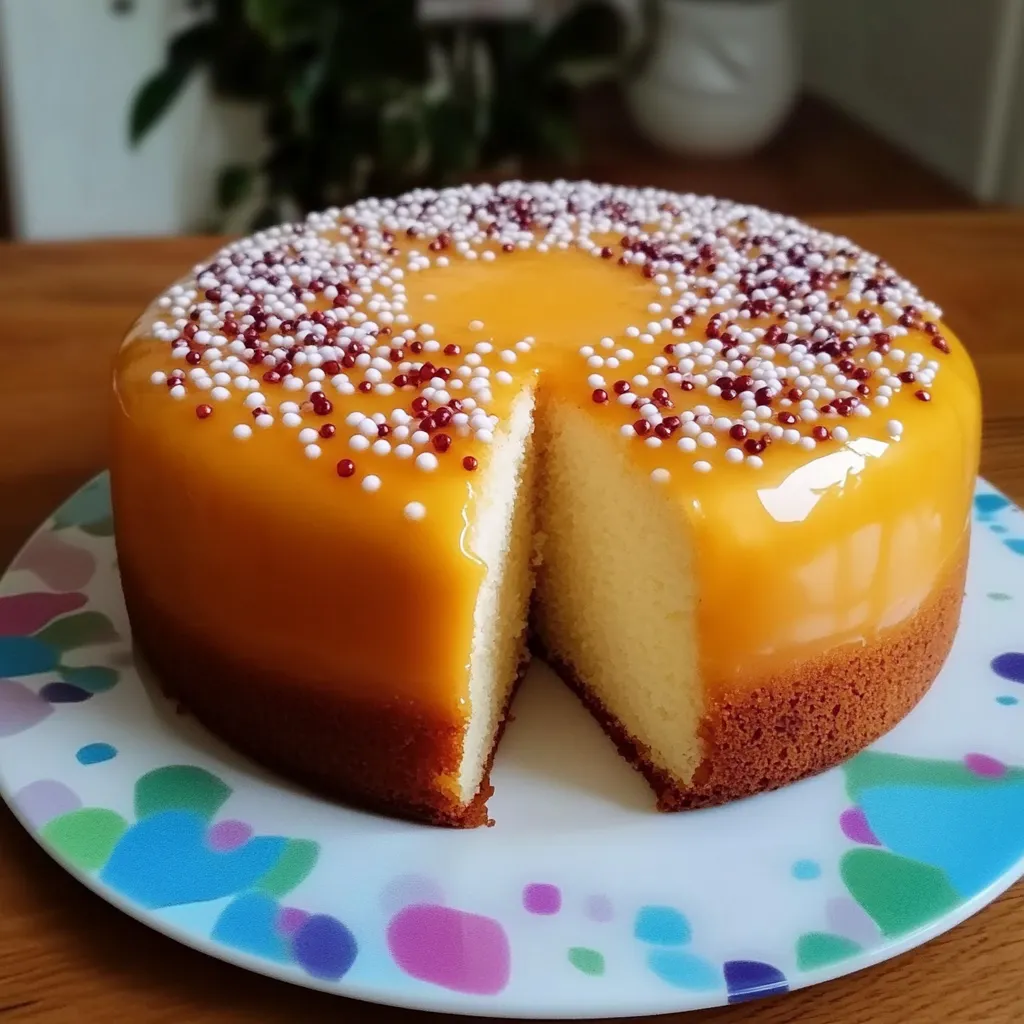 Pastel casero 5 tazas recién horneado sobre una rejilla