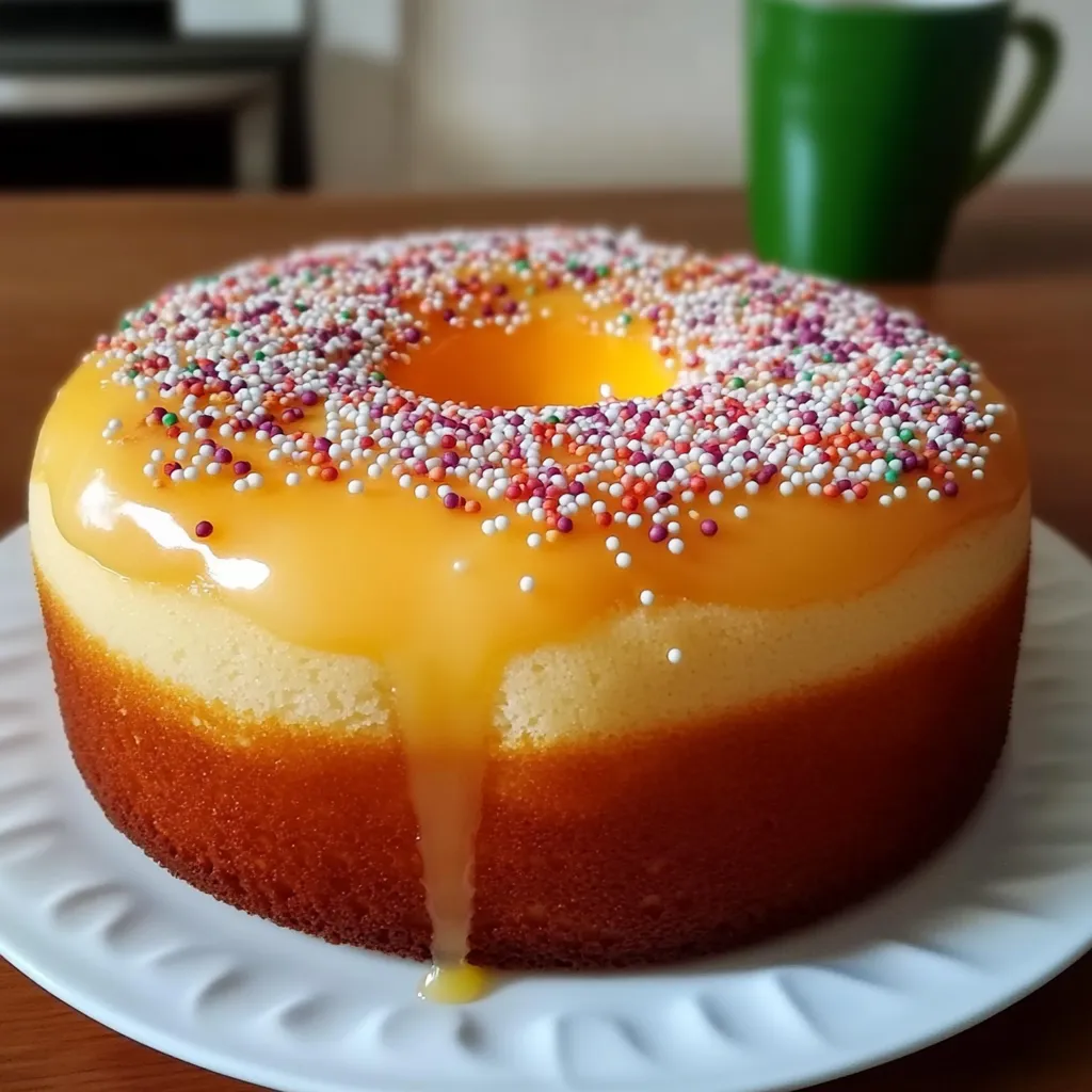 Pastel casero 5 tazas recién horneado sobre una rejilla