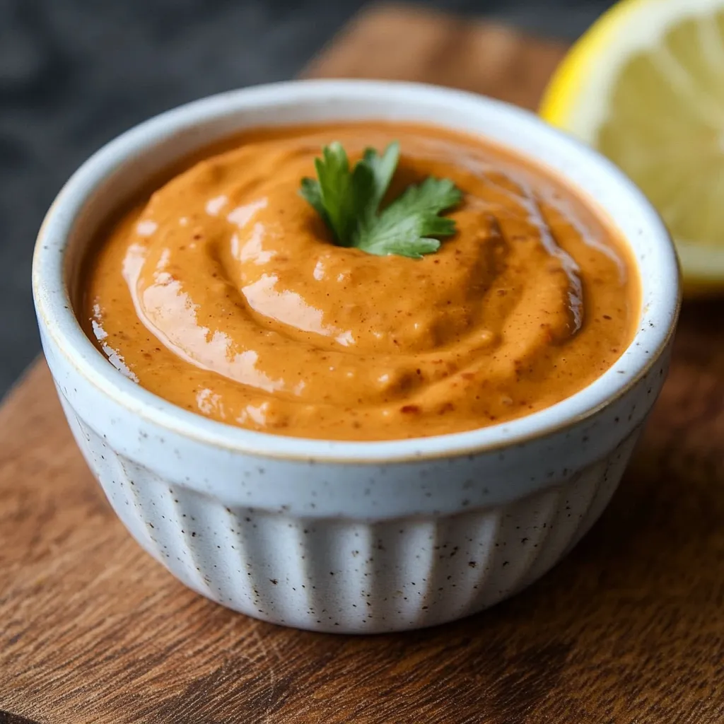 Aderezo de chipotle cremoso en tazón de cerámica, listo para servir