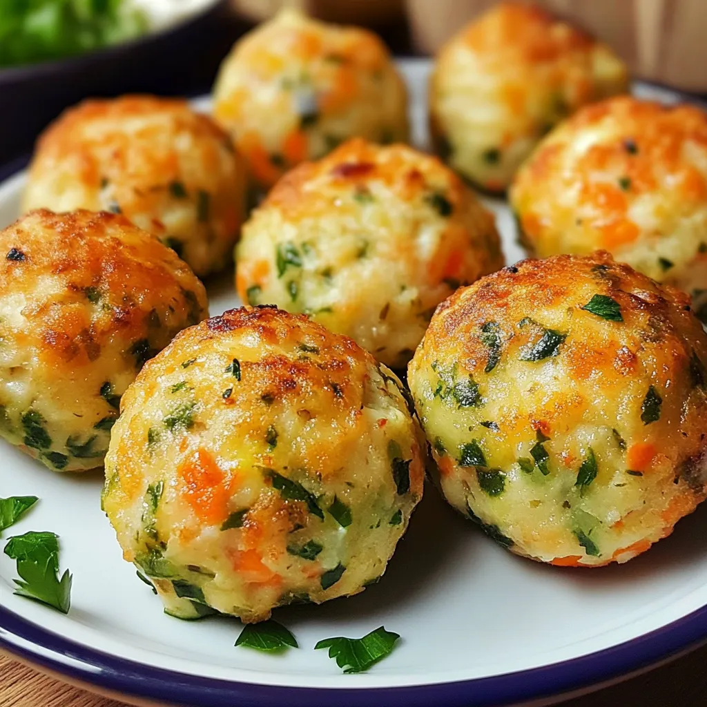 Albóndigas de verduras crujientes servidas con salsa de tomate natural