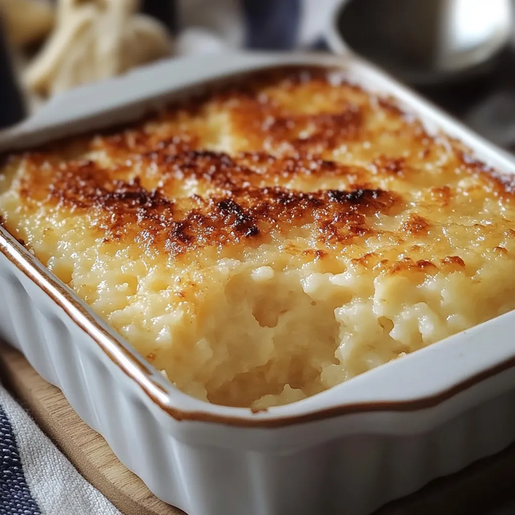 Cuenco de arroz con leche tradicional espolvoreado con canela sobre mesa de madera