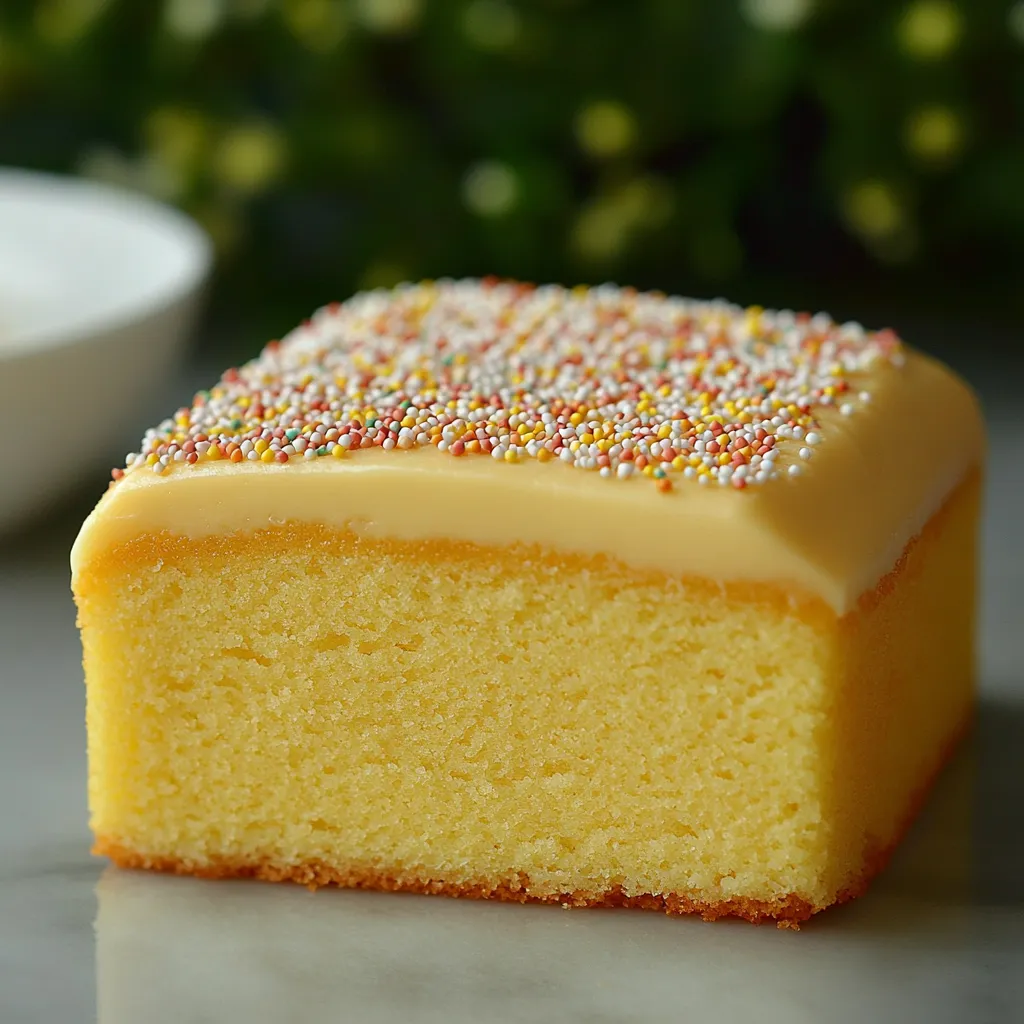 Rebanada de bizcocho de mantequilla esponjoso sobre plato blanco